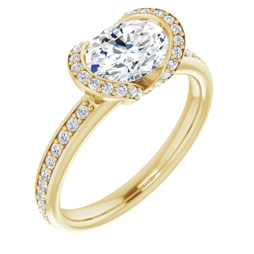 1.83 Tcw Oval Diamond D/VVS2+ Tension Halo Engagement Ring in 14KY | ViewA