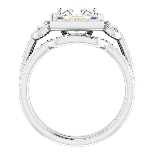 1.69 tcw Square Lab-Grown EF/VS1+ Halo Three Stone Engagement Ring in PLAT | AllComponents_ViewB_4 1.69 tcw Square Lab-Grown EF/VS1+ Halo Three Stone Engagement Ring in PLAT | AllComponents_ViewB_4