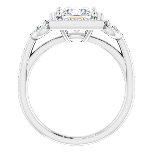 1.69 tcw Square Lab-Grown EF/VS1+ Halo Three Stone Engagement Ring in PLAT | ViewB_4 1.69 tcw Square Lab-Grown EF/VS1+ Halo Three Stone Engagement Ring in PLAT | ViewB_4