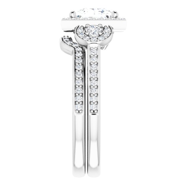 1.69 tcw Square Lab-Grown EF/VS1+ Halo Three Stone Engagement Ring in PLAT | AllComponents_ViewE 1.69 tcw Square Lab-Grown EF/VS1+ Halo Three Stone Engagement Ring in PLAT | AllComponents_ViewE
