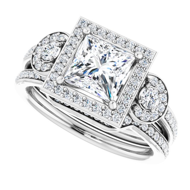 1.69 tcw Square Lab-Grown EF/VS1+ Halo Three Stone Engagement Ring in PLAT | AllComponents_View5 1.69 tcw Square Lab-Grown EF/VS1+ Halo Three Stone Engagement Ring in PLAT | AllComponents_View5