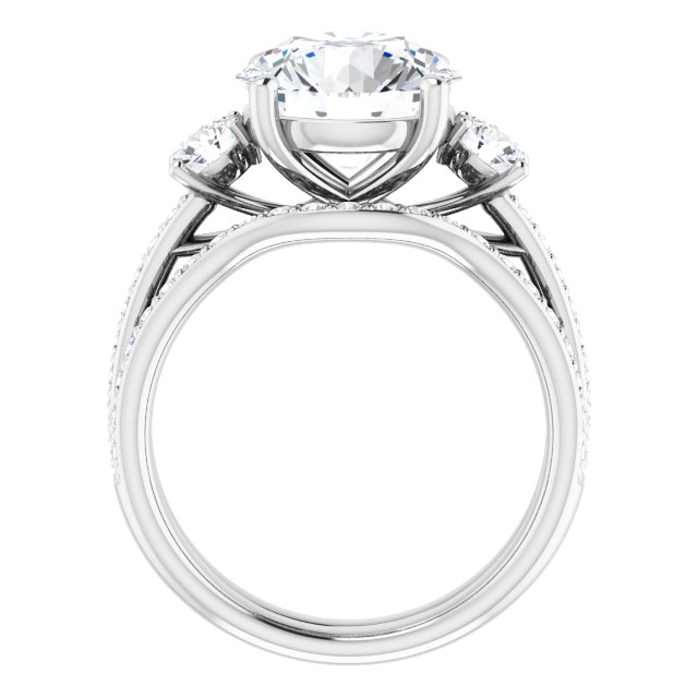 4.22 tcw Round Moissanite DEF/VVS Trellis Three Stone Engagement Ring in 14KW | AllComponents_ViewB_4 4.22 tcw Round Moissanite DEF/VVS Trellis Three Stone Engagement Ring in 14KW | AllComponents_ViewB_4