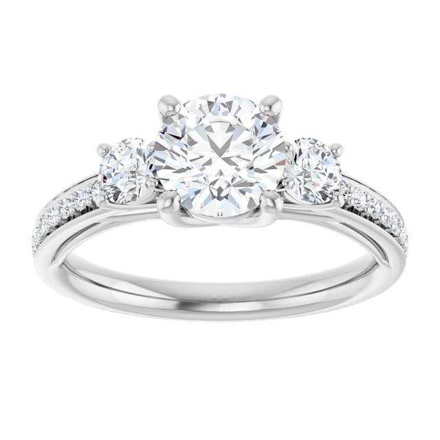 1.50 tcw Round Lab-Grown GH/VS2+ Trellis Three Stone Engagement Ring in PLAT | ViewS 1.50 tcw Round Lab-Grown GH/VS2+ Trellis Three Stone Engagement Ring in PLAT | ViewS