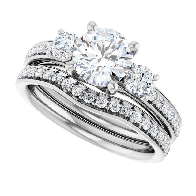 1.50 tcw Round Lab-Grown GH/VS2+ Trellis Three Stone Engagement Ring in PLAT | AllComponents_View5 1.50 tcw Round Lab-Grown GH/VS2+ Trellis Three Stone Engagement Ring in PLAT | AllComponents_View5