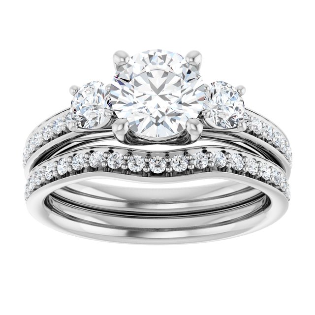 1.50 tcw Round Lab-Grown GH/VS2+ Trellis Three Stone Engagement Ring in PLAT | AllComponents_ViewS 1.50 tcw Round Lab-Grown GH/VS2+ Trellis Three Stone Engagement Ring in PLAT | AllComponents_ViewS