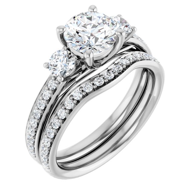 1.50 tcw Round Lab-Grown GH/VS2+ Trellis Three Stone Engagement Ring in PLAT | AllComponents_ViewA 1.50 tcw Round Lab-Grown GH/VS2+ Trellis Three Stone Engagement Ring in PLAT | AllComponents_ViewA