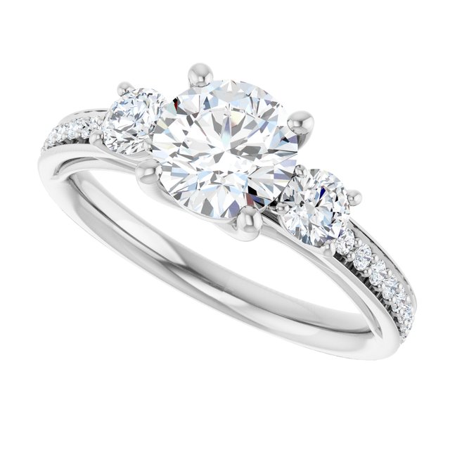 1.50 tcw Round Lab-Grown GH/VS2+ Trellis Three Stone Engagement Ring in PLAT | View5 1.50 tcw Round Lab-Grown GH/VS2+ Trellis Three Stone Engagement Ring in PLAT | View5