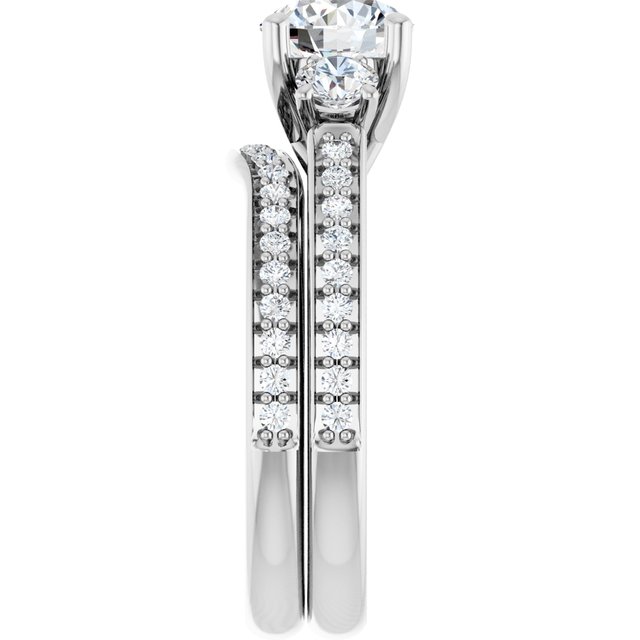 1.50 tcw Round Lab-Grown GH/VS2+ Trellis Three Stone Engagement Ring in PLAT | AllComponents_ViewE 1.50 tcw Round Lab-Grown GH/VS2+ Trellis Three Stone Engagement Ring in PLAT | AllComponents_ViewE