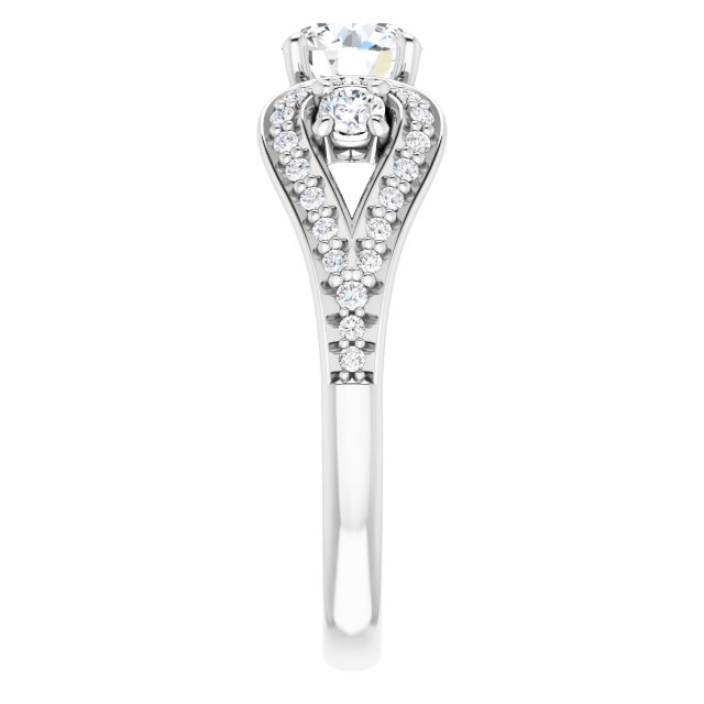 0.93 tcw Round Diamond GH/VS2+ Modern Three Stone Engagement Ring in 14KW | ViewE 0.93 tcw Round Diamond GH/VS2+ Modern Three Stone Engagement Ring in 14KW | ViewE