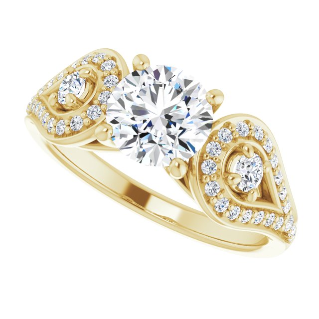1.33 tcw Round Diamond EF/VS1+ Modern Three Stone Engagement Ring in 18KY | View5 1.33 tcw Round Diamond EF/VS1+ Modern Three Stone Engagement Ring in 18KY | View5