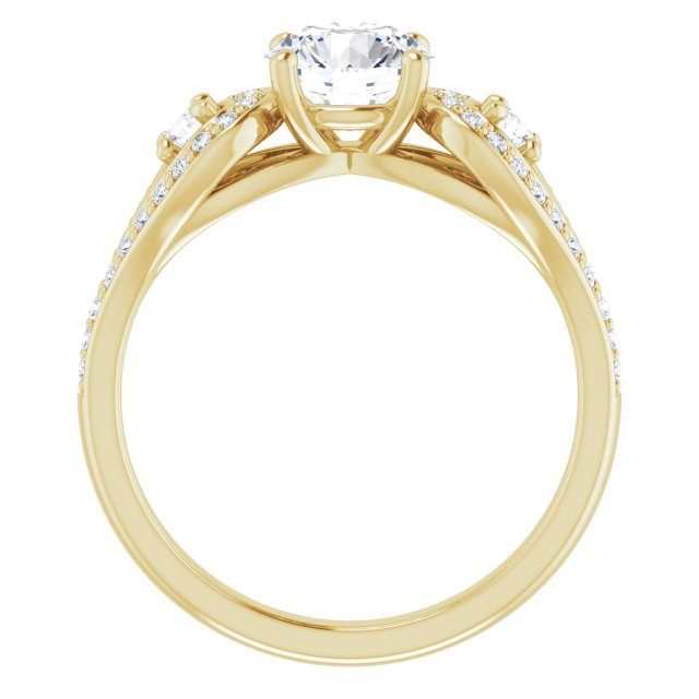 1.33 tcw Round Diamond EF/VS1+ Modern Three Stone Engagement Ring in 18KY | ViewB_4 1.33 tcw Round Diamond EF/VS1+ Modern Three Stone Engagement Ring in 18KY | ViewB_4