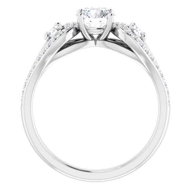 0.93 tcw Round Diamond GH/VS2+ Modern Three Stone Engagement Ring in 14KW | ViewB_4 0.93 tcw Round Diamond GH/VS2+ Modern Three Stone Engagement Ring in 14KW | ViewB_4