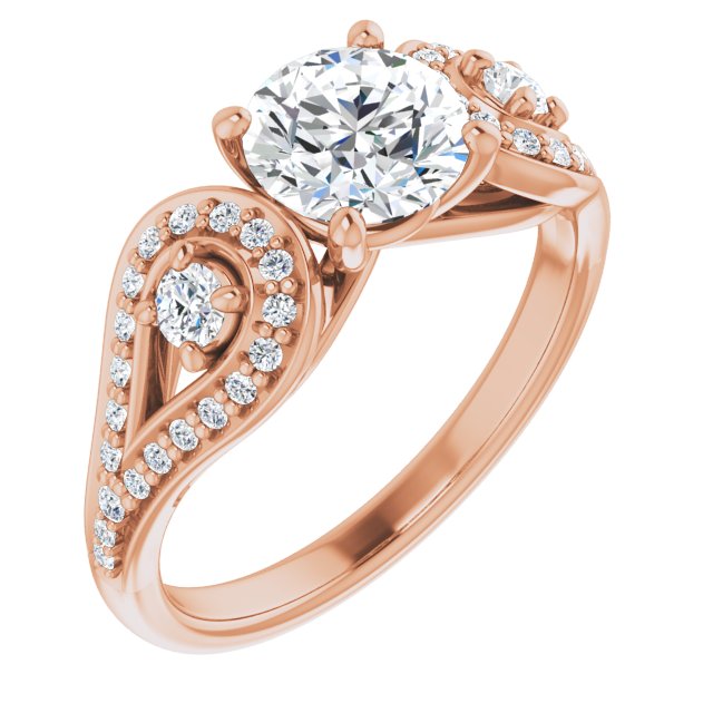 1.33 tcw Round Lab-Grown GH/VS2+ Modern Three Stone Engagement Ring in 18KR | ViewA 1.33 tcw Round Lab-Grown GH/VS2+ Modern Three Stone Engagement Ring in 18KR | ViewA