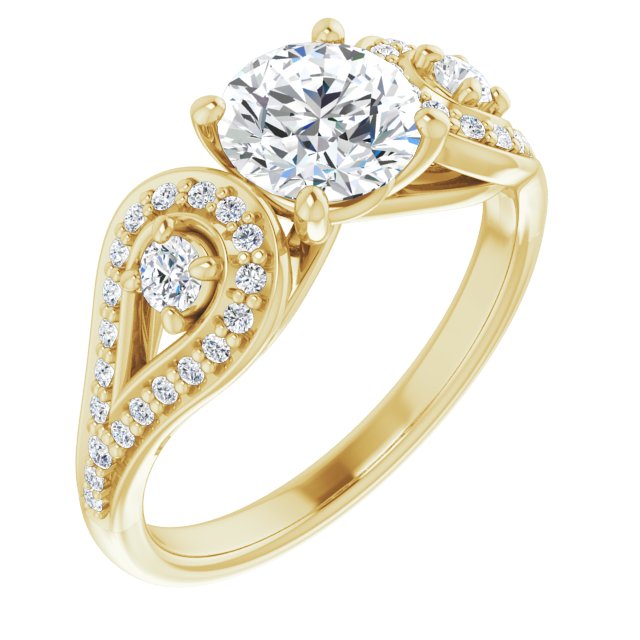 1.33 tcw Round Diamond EF/VS1+ Modern Three Stone Engagement Ring in 18KY | ViewA 1.33 tcw Round Diamond EF/VS1+ Modern Three Stone Engagement Ring in 18KY | ViewA