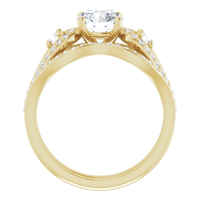 1.33 tcw Round Diamond EF/VS1+ Modern Three Stone Engagement Ring in 18KY | AllComponents_ViewB_4 1.33 tcw Round Diamond EF/VS1+ Modern Three Stone Engagement Ring in 18KY | AllComponents_ViewB_4