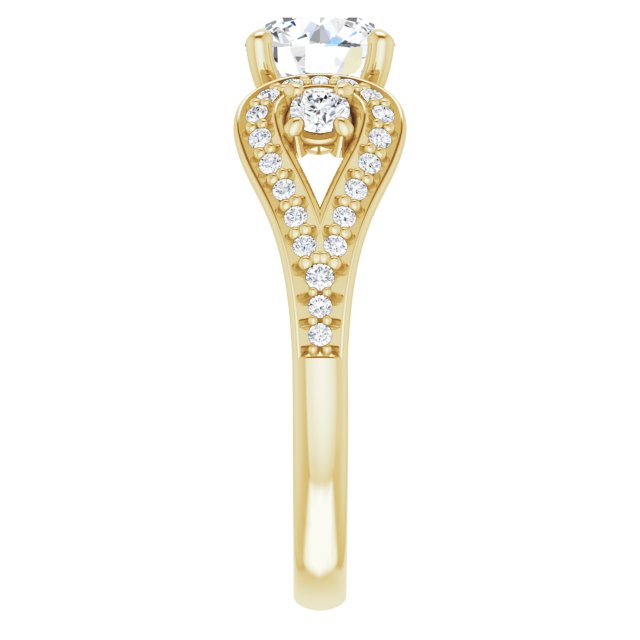 1.33 tcw Round Diamond EF/VS1+ Modern Three Stone Engagement Ring in 18KY | ViewE 1.33 tcw Round Diamond EF/VS1+ Modern Three Stone Engagement Ring in 18KY | ViewE