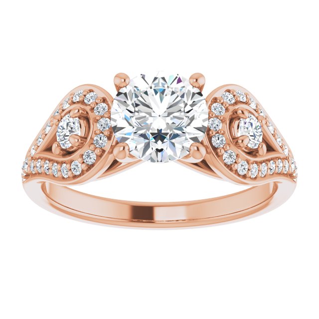 1.33 tcw Round Lab-Grown GH/VS2+ Modern Three Stone Engagement Ring in 18KR | ViewS 1.33 tcw Round Lab-Grown GH/VS2+ Modern Three Stone Engagement Ring in 18KR | ViewS