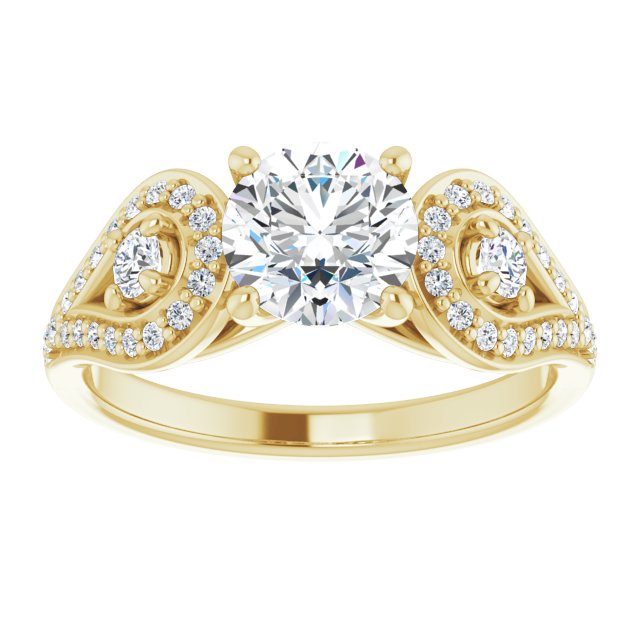 1.33 tcw Round Diamond EF/VS1+ Modern Three Stone Engagement Ring in 18KY | ViewS 1.33 tcw Round Diamond EF/VS1+ Modern Three Stone Engagement Ring in 18KY | ViewS