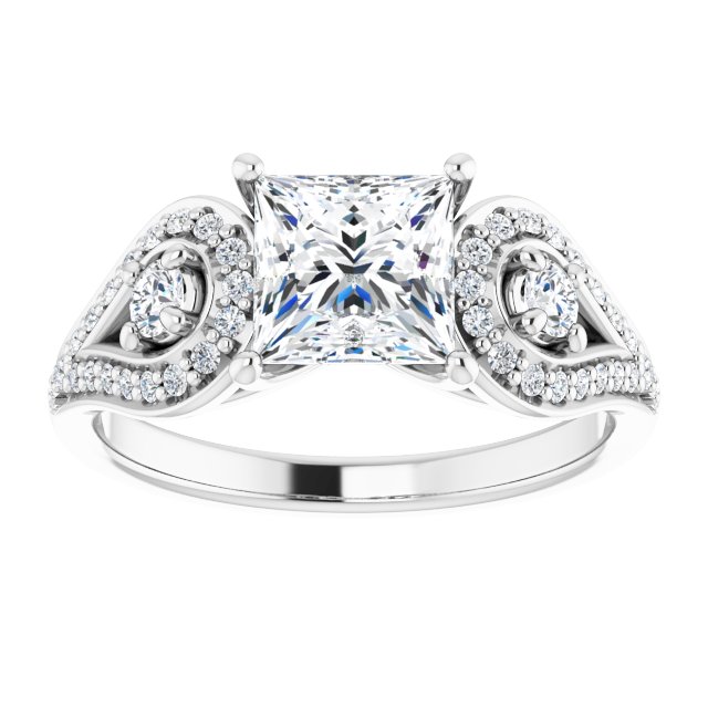 1.63 tcw Square Lab-Grown D/VVS2+ Modern Three Stone Engagement Ring in 14KW | ViewS 1.63 tcw Square Lab-Grown D/VVS2+ Modern Three Stone Engagement Ring in 14KW | ViewS
