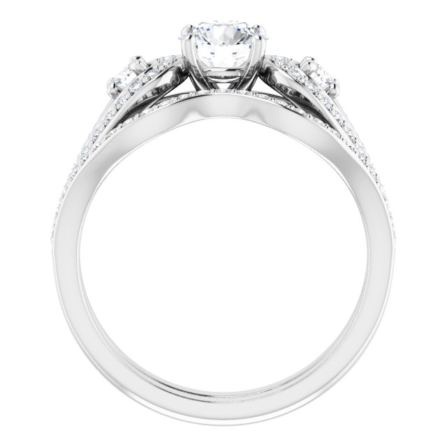 0.93 tcw Round Diamond GH/VS2+ Modern Three Stone Engagement Ring in 14KW | AllComponents_ViewB_4 0.93 tcw Round Diamond GH/VS2+ Modern Three Stone Engagement Ring in 14KW | AllComponents_ViewB_4