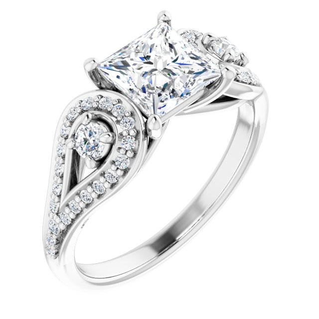 1.63 tcw Square Lab-Grown D/VVS2+ Modern Three Stone Engagement Ring in 14KW | ViewA 1.63 tcw Square Lab-Grown D/VVS2+ Modern Three Stone Engagement Ring in 14KW | ViewA