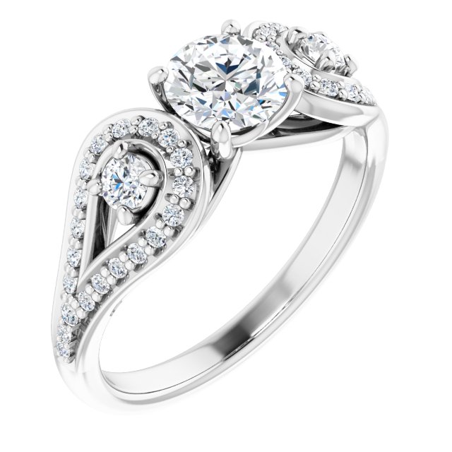 0.93 tcw Round Diamond GH/VS2+ Modern Three Stone Engagement Ring in 14KW | ViewA 0.93 tcw Round Diamond GH/VS2+ Modern Three Stone Engagement Ring in 14KW | ViewA