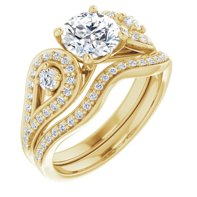 1.33 tcw Round Diamond EF/VS1+ Modern Three Stone Engagement Ring in 18KY | AllComponents_ViewA 1.33 tcw Round Diamond EF/VS1+ Modern Three Stone Engagement Ring in 18KY | AllComponents_ViewA