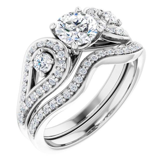 0.93 tcw Round Diamond GH/VS2+ Modern Three Stone Engagement Ring in 14KW | AllComponents_ViewA 0.93 tcw Round Diamond GH/VS2+ Modern Three Stone Engagement Ring in 14KW | AllComponents_ViewA