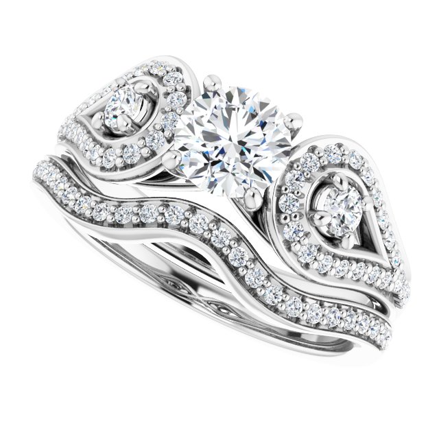 0.93 tcw Round Diamond GH/VS2+ Modern Three Stone Engagement Ring in 14KW | AllComponents_View5 0.93 tcw Round Diamond GH/VS2+ Modern Three Stone Engagement Ring in 14KW | AllComponents_View5