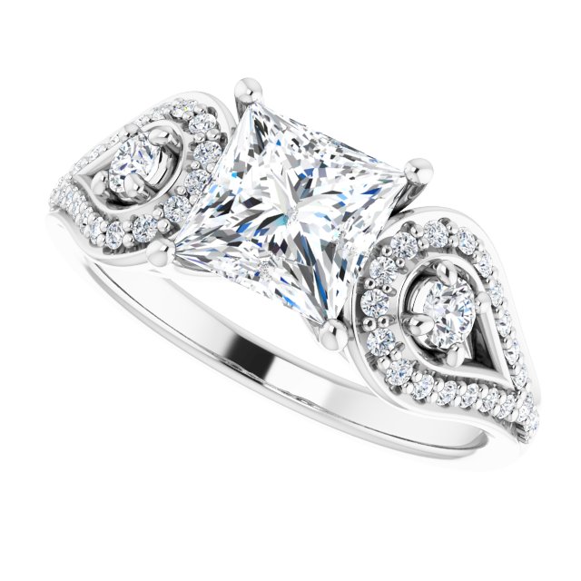1.63 tcw Square Lab-Grown D/VVS2+ Modern Three Stone Engagement Ring in 14KW | View5 1.63 tcw Square Lab-Grown D/VVS2+ Modern Three Stone Engagement Ring in 14KW | View5