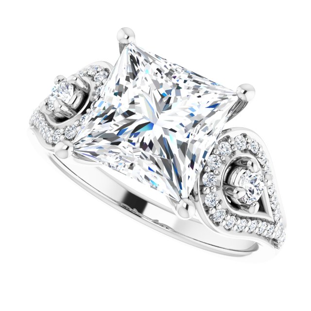 3.43 tcw Square Lab-Grown D/VVS2+ Modern Three Stone Engagement Ring in 18KW | View5 3.43 tcw Square Lab-Grown D/VVS2+ Modern Three Stone Engagement Ring in 18KW | View5
