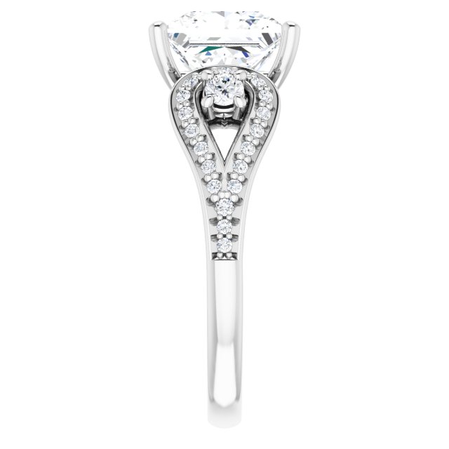 3.43 tcw Square Lab-Grown D/VVS2+ Modern Three Stone Engagement Ring in 18KW | ViewE 3.43 tcw Square Lab-Grown D/VVS2+ Modern Three Stone Engagement Ring in 18KW | ViewE