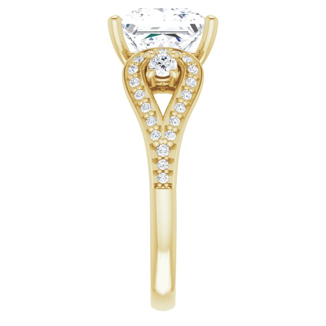 3.43 tcw Square Diamond EF/VS1+ Modern Three Stone Engagement Ring in 14KY | ViewE 3.43 tcw Square Diamond EF/VS1+ Modern Three Stone Engagement Ring in 14KY | ViewE