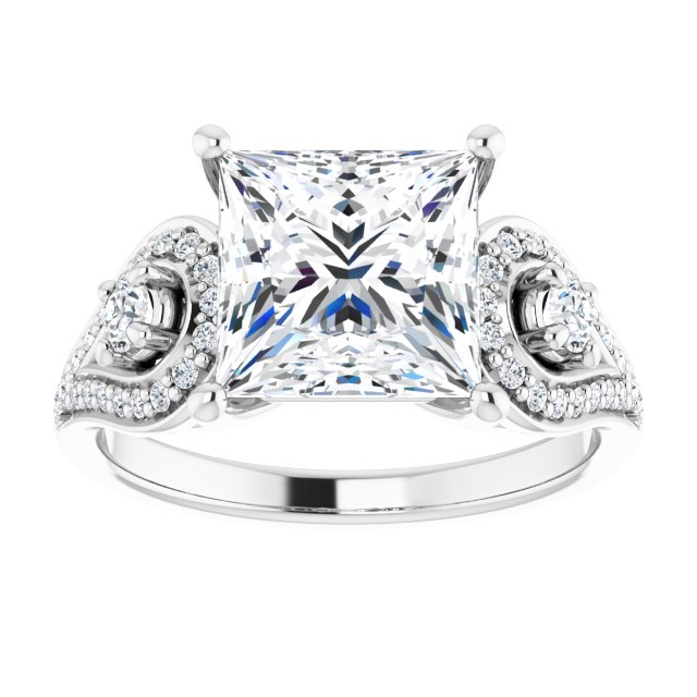 3.43 tcw Square Lab-Grown D/VVS2+ Modern Three Stone Engagement Ring in 18KW | ViewS 3.43 tcw Square Lab-Grown D/VVS2+ Modern Three Stone Engagement Ring in 18KW | ViewS