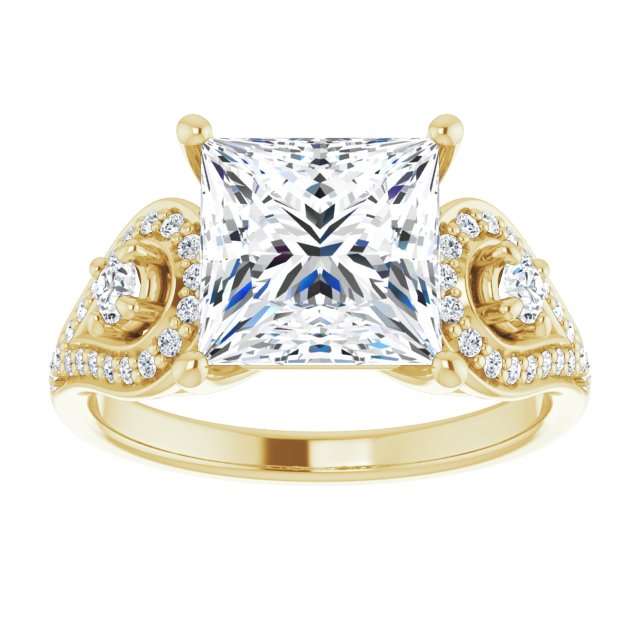 3.43 tcw Square Diamond EF/VS1+ Modern Three Stone Engagement Ring in 14KY | ViewS 3.43 tcw Square Diamond EF/VS1+ Modern Three Stone Engagement Ring in 14KY | ViewS