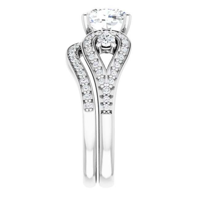 2.03 tcw Cushion Moissanite DEF/VVS Modern Three Stone Engagement Ring in 14KW | AllComponents_ViewE 2.03 tcw Cushion Moissanite DEF/VVS Modern Three Stone Engagement Ring in 14KW | AllComponents_ViewE