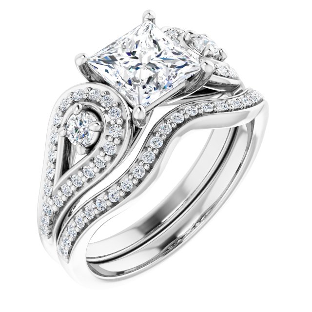 1.63 tcw Square Lab-Grown D/VVS2+ Modern Three Stone Engagement Ring in 14KW | AllComponents_ViewA 1.63 tcw Square Lab-Grown D/VVS2+ Modern Three Stone Engagement Ring in 14KW | AllComponents_ViewA