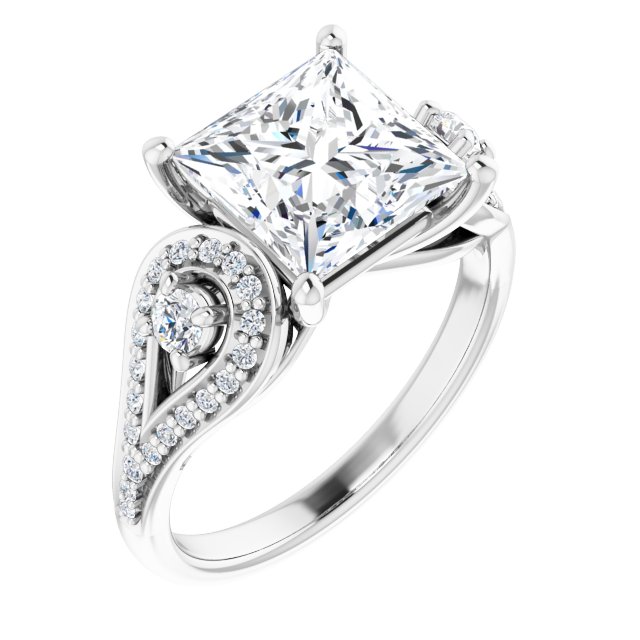 3.43 tcw Square Lab-Grown D/VVS2+ Modern Three Stone Engagement Ring in 18KW | ViewA 3.43 tcw Square Lab-Grown D/VVS2+ Modern Three Stone Engagement Ring in 18KW | ViewA
