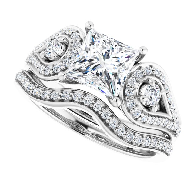 1.63 tcw Square Lab-Grown D/VVS2+ Modern Three Stone Engagement Ring in 14KW | AllComponents_View5 1.63 tcw Square Lab-Grown D/VVS2+ Modern Three Stone Engagement Ring in 14KW | AllComponents_View5