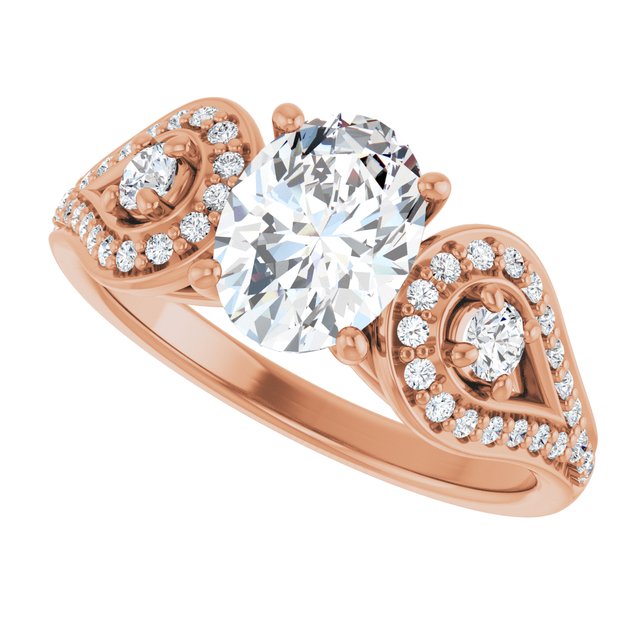 1.83 tcw Oval Diamond D/VVS2+ Modern Three Stone Engagement Ring in 18KR | View5 1.83 tcw Oval Diamond D/VVS2+ Modern Three Stone Engagement Ring in 18KR | View5