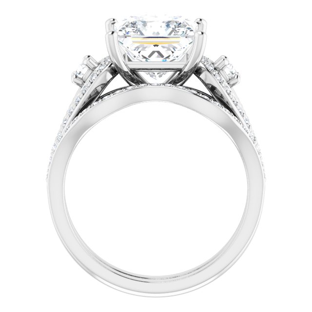 3.43 tcw Square Lab-Grown D/VVS2+ Modern Three Stone Engagement Ring in 18KW | AllComponents_ViewB_4 3.43 tcw Square Lab-Grown D/VVS2+ Modern Three Stone Engagement Ring in 18KW | AllComponents_ViewB_4