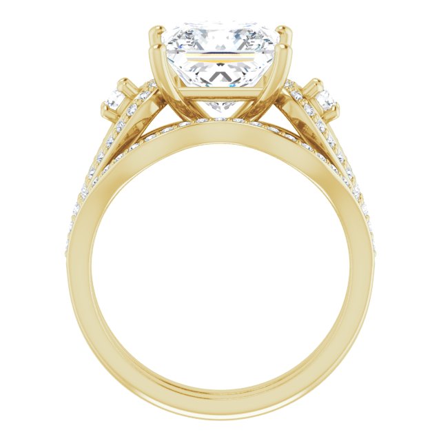 3.43 tcw Square Diamond EF/VS1+ Modern Three Stone Engagement Ring in 14KY | AllComponents_ViewB_4 3.43 tcw Square Diamond EF/VS1+ Modern Three Stone Engagement Ring in 14KY | AllComponents_ViewB_4