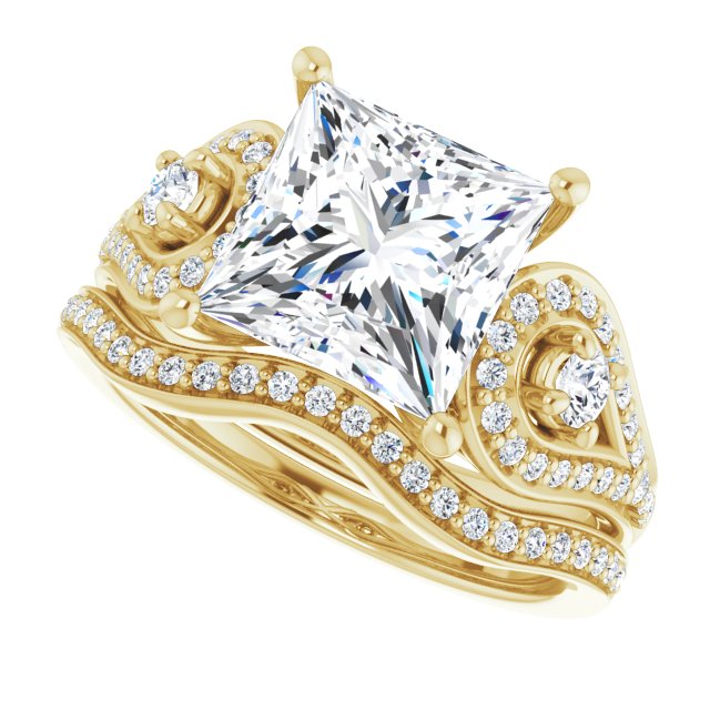 3.43 tcw Square Diamond EF/VS1+ Modern Three Stone Engagement Ring in 14KY | AllComponents_View5 3.43 tcw Square Diamond EF/VS1+ Modern Three Stone Engagement Ring in 14KY | AllComponents_View5