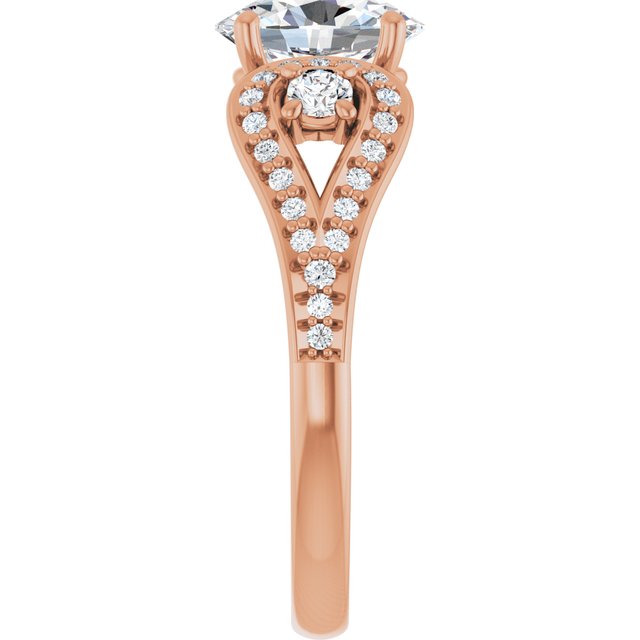 1.83 tcw Oval Diamond D/VVS2+ Modern Three Stone Engagement Ring in 18KR | ViewE 1.83 tcw Oval Diamond D/VVS2+ Modern Three Stone Engagement Ring in 18KR | ViewE