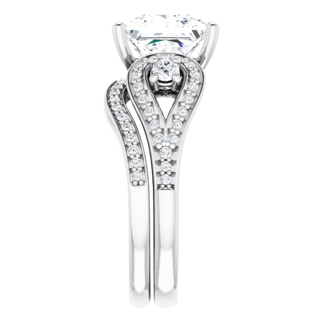 3.43 tcw Square Lab-Grown D/VVS2+ Modern Three Stone Engagement Ring in 18KW | AllComponents_ViewE 3.43 tcw Square Lab-Grown D/VVS2+ Modern Three Stone Engagement Ring in 18KW | AllComponents_ViewE