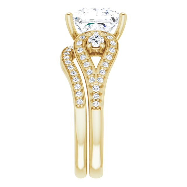 3.43 tcw Square Diamond EF/VS1+ Modern Three Stone Engagement Ring in 14KY | AllComponents_ViewE 3.43 tcw Square Diamond EF/VS1+ Modern Three Stone Engagement Ring in 14KY | AllComponents_ViewE