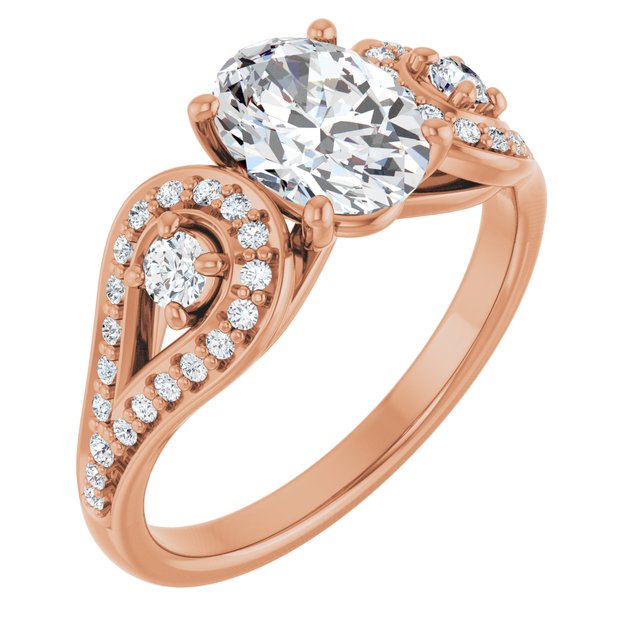 1.83 tcw Oval Diamond D/VVS2+ Modern Three Stone Engagement Ring in 18KR | ViewA 1.83 tcw Oval Diamond D/VVS2+ Modern Three Stone Engagement Ring in 18KR | ViewA