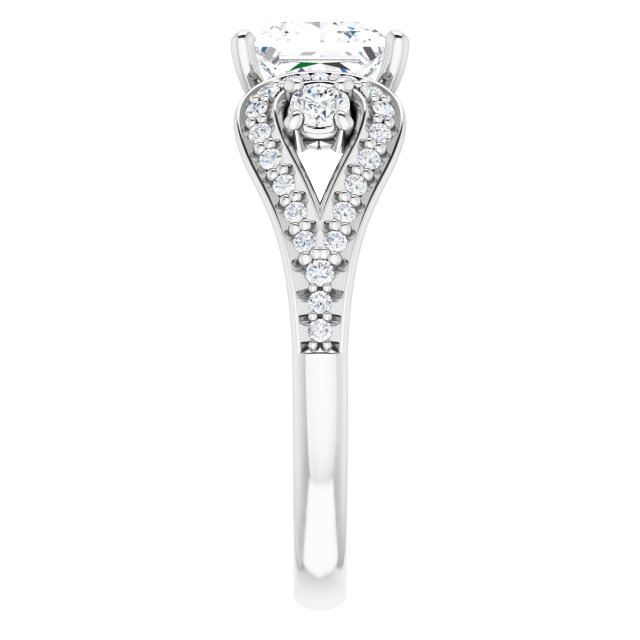 1.63 tcw Square Lab-Grown D/VVS2+ Modern Three Stone Engagement Ring in 14KW | ViewE 1.63 tcw Square Lab-Grown D/VVS2+ Modern Three Stone Engagement Ring in 14KW | ViewE