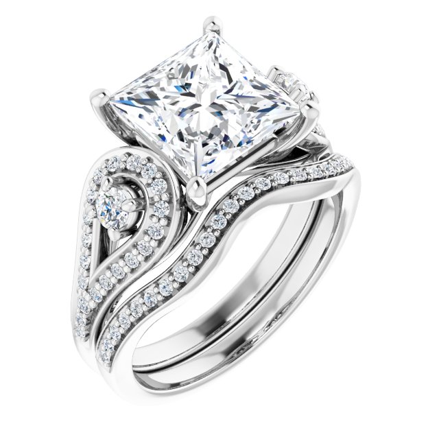 3.43 tcw Square Lab-Grown D/VVS2+ Modern Three Stone Engagement Ring in 18KW | AllComponents_ViewA 3.43 tcw Square Lab-Grown D/VVS2+ Modern Three Stone Engagement Ring in 18KW | AllComponents_ViewA