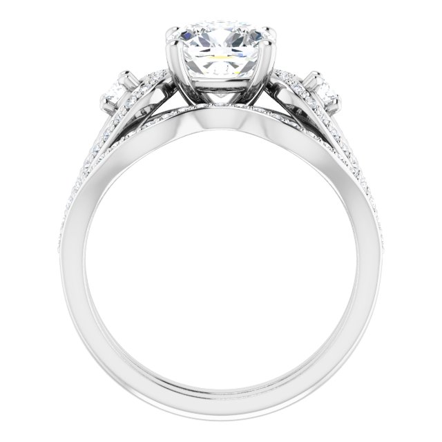2.03 tcw Cushion Moissanite DEF/VVS Modern Three Stone Engagement Ring in 14KW | AllComponents_ViewB_4 2.03 tcw Cushion Moissanite DEF/VVS Modern Three Stone Engagement Ring in 14KW | AllComponents_ViewB_4